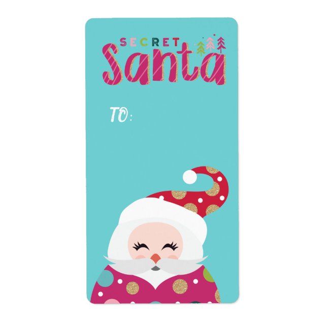 From Secret Santa | Santa Claus Sticker Gift Tag (Front)