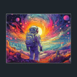 From Space & Beyond Illustration Postcard<br><div class="desc">This super creative postcard features an illustration of an astronaut looking into the sun. Please feel free to adjust all the available options as you wish.</div>