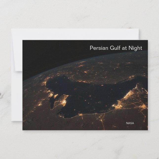 From Space Station Persian Gulf at Night, NASA  Card (Front)