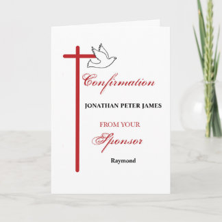 From Sponsor at Confirmation Custom Names Cross Card