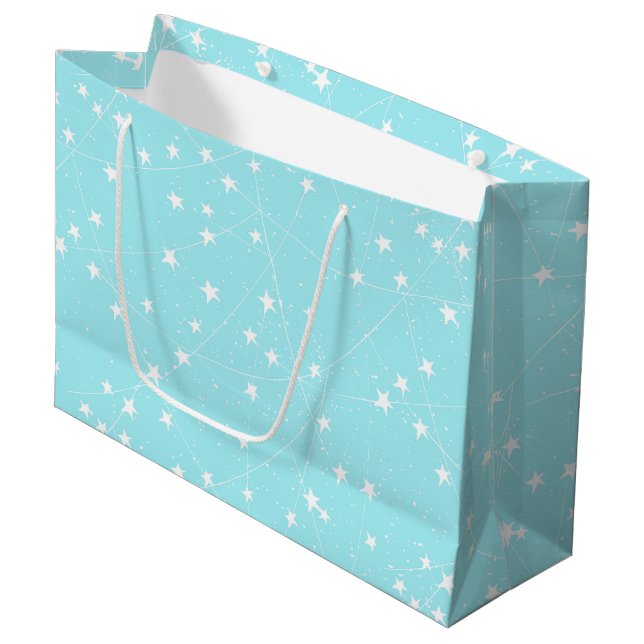 From Stars Space and Christmas-Teal Xmas Pattern Large Gift Bag (Front Angled)