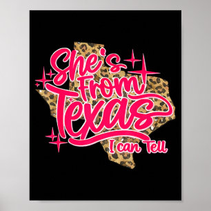 from Texas Can Tell Retro Leopard Texas Girl Poster