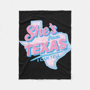 From texas can tell retro vintage texas girl fleece blanket