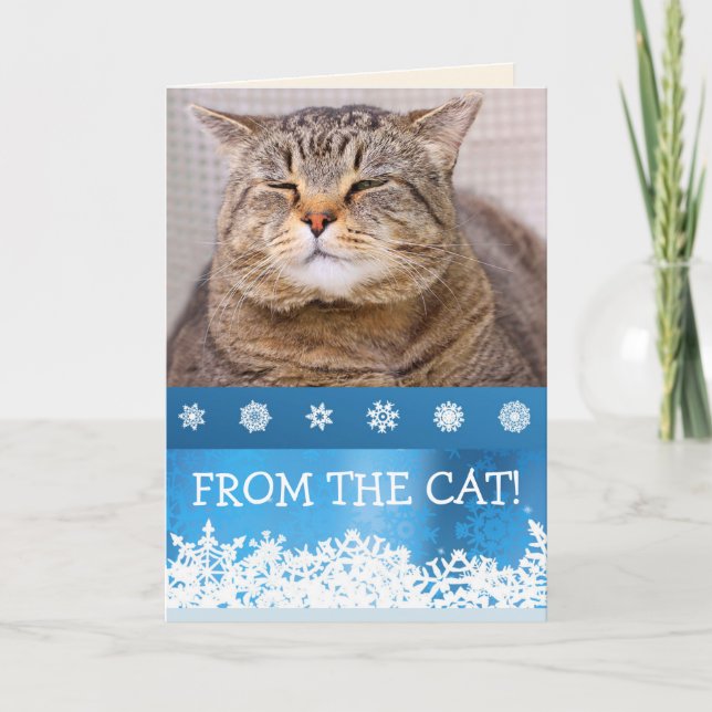 FROM THE CAT Meowy Custom Christmas Holiday Card (Front)