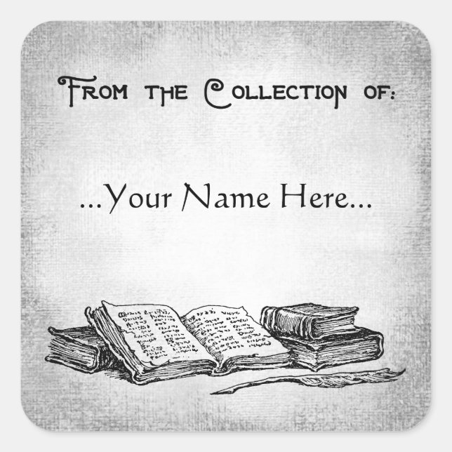 From the Collection of Books Quill Editable Label (Front)