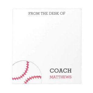 From The Desk of Baseball Coach Personalised Notepad