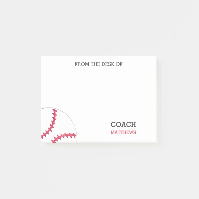 From The Desk of Baseball Coach Personalised Sport Post-it Notes (Front)