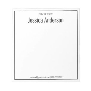 From the Desk of Black White Minimalist Notepad