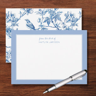 From the Desk Of Blue Chinoiserie Floral Note Card