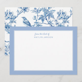 From the Desk Of | Blue Chinoiserie Floral Note  Card
