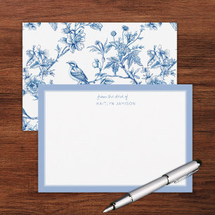 From the Desk Of Blue Chinoiserie Floral Note Thank You Card
