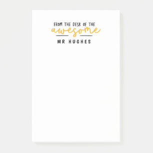 From the desk of bright fun teacher gift yellow post-it notes
