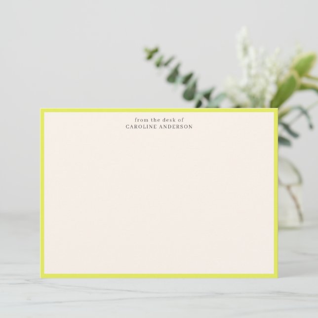 From the Desk Of Chartreuse Personalised Name Gift Card (Standing Front)