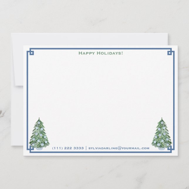 From The Desk Of | Chinoiserie Chic Blue And Green Holiday Card (Front)