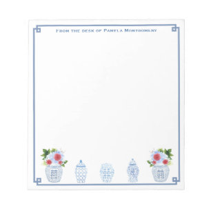 From The Desk Of   Chinoiserie Chic Red White Blue Notepad