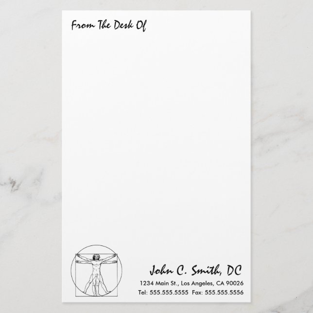 "From The Desk Of" Chiropractic Stationery (Front)