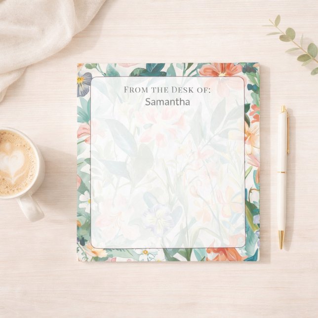 From the Desk Of Custom Floral Stationery Notepad (Creator Uploaded)