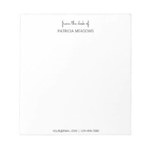 From The Desk Of Custom Name Modern Black Script N Notepad