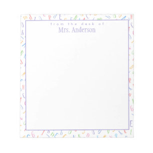 From the Desk of - Custom Teacher Name - Alphabet Notepad