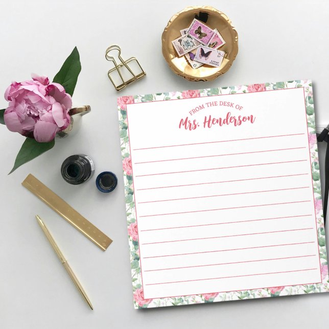 From The Desk Of Cute Girly Floral Pattern Notepad (Creator Uploaded)