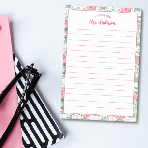 From The Desk Of Cute Girly Floral Pattern Post-it Notes
