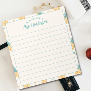 From The Desk Of Cute Girly Pineapple Pattern Notepad