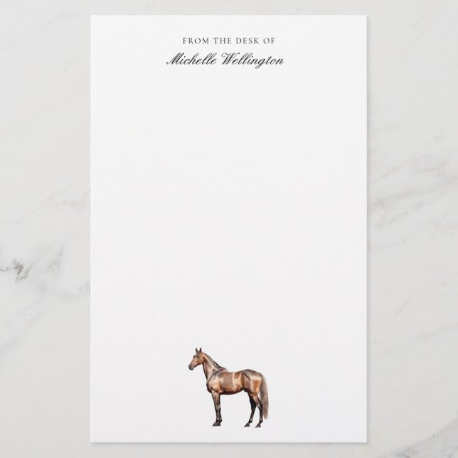 From The Desk Of | Elegant Horse Equestrian Name Stationery (Front)
