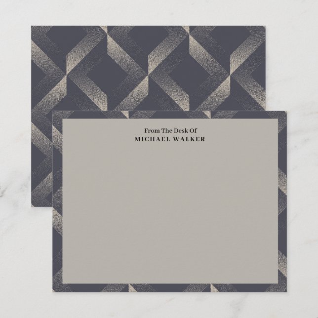 From The Desk Of Geometric Black Gray Pattern Flat Card (Front/Back)
