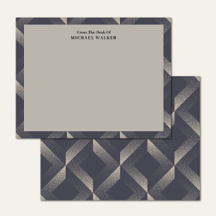 From The Desk Of Geometric Black Grey Pattern Flat Card