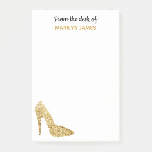 From The Desk of Gold Sequin High Heel Fashionista Post-it Notes