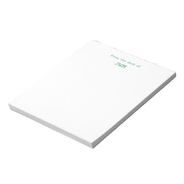 From The Desk Of Green Monogram Initials Notepad (Rotated)