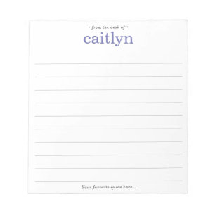From the Desk of, Large Print, Periwinkle Lined Notepad