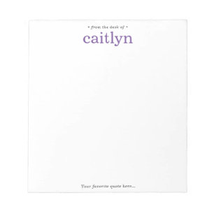 From the Desk of, Large Print, Unlined Purple Notepad
