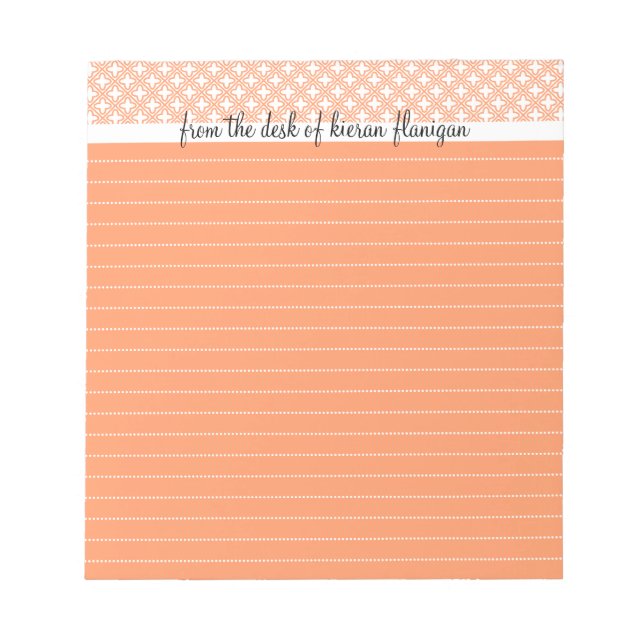 From the Desk Of - Lined Notepad, Peach Notepad (Front)