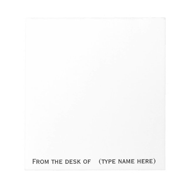 "From the desk of" memo pad (Front)