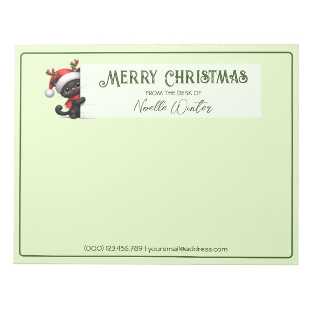 From The Desk Of -  Merry Christmas Cat Notepad (Front)