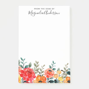 From the Desk of Modern Floral Script Name Post-it Notes
