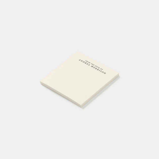 From the Desk Of Monogram Eggshell Simple & Modern Post-it Notes (Angled)