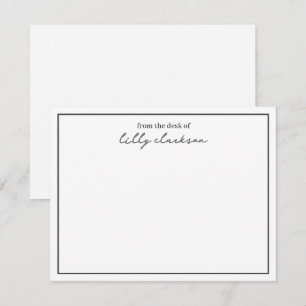 From The Desk Of Monogram Script Border BlackWhite Card