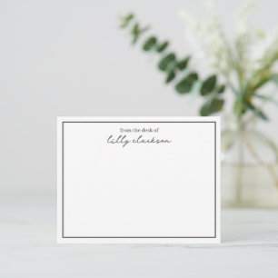 From The Desk Of Monogram Script Border BlackWhite Card