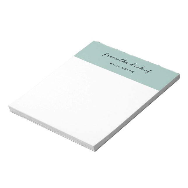 From The Desk of Monogram Script Green Colour Bloc Notepad (Rotated)