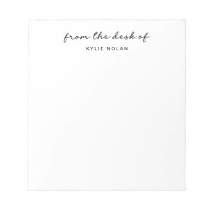 From The Desk of Monogram Script White Notepad