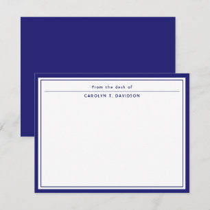 From The Desk Of Navy Blue Typography Chic Border Card