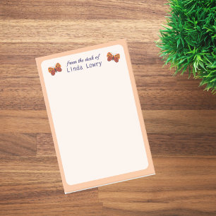 From the Desk of Orange Butterfly Post-it Notes