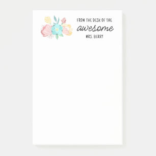From the Desk of Pastel Flowers Teacher Post-it Notes
