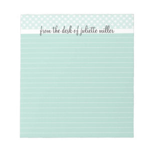 From the Desk Of Personalised Lined Notepad, Aqua Notepad