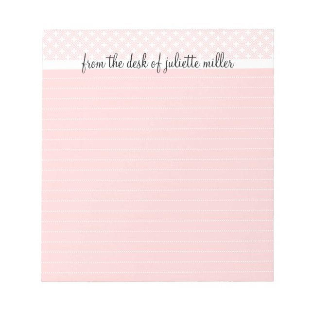 From the Desk Of Personalised Lined Notepad, Pink Notepad (Front)