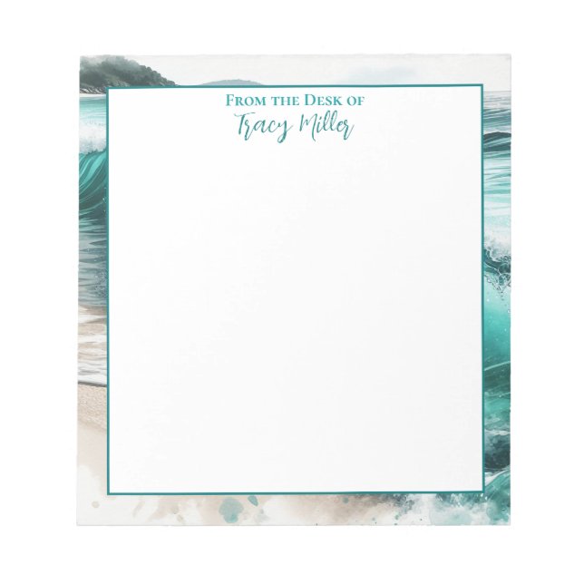 From the Desk of | Personalised Ocean Waves  Notepad (Front)