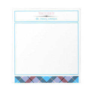 From The Desk Of Personalised Script Name Tartan Notepad