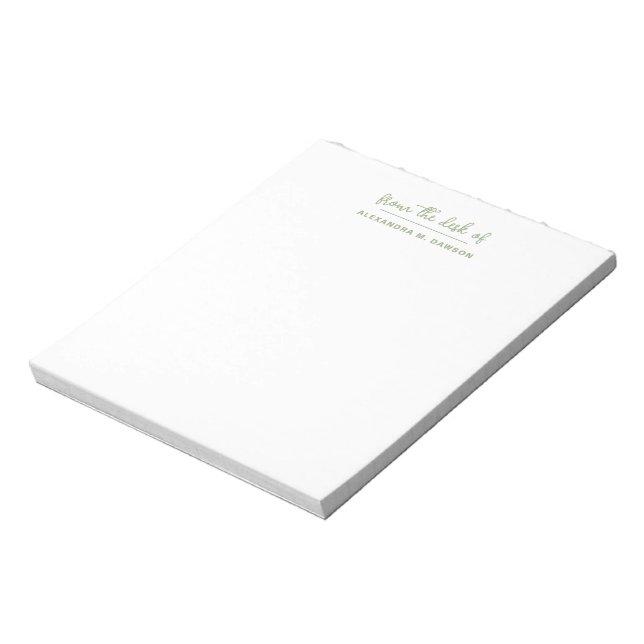 From The Desk Of Personalised Trendy Sage Green Notepad (Rotated)